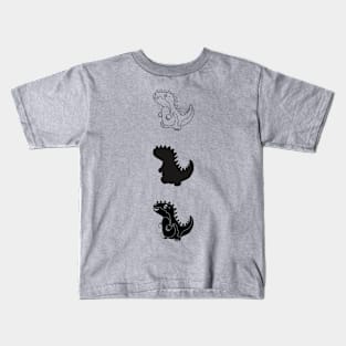 set of monochrome dinosaur Kids T-Shirt
